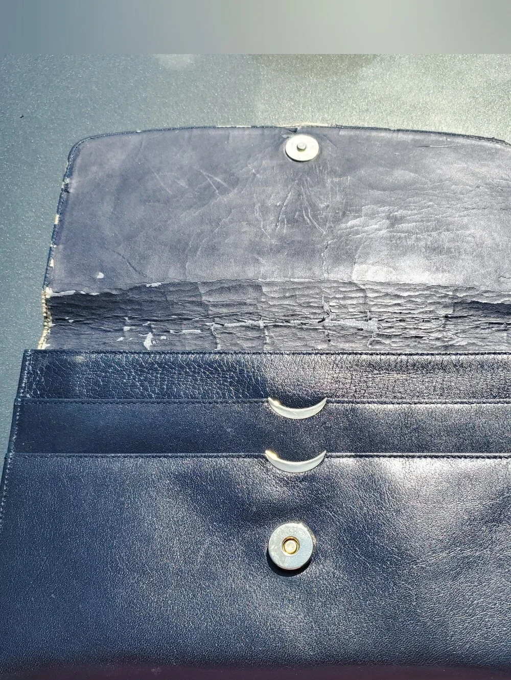 Dior Navy Blue Leather Clutch with Gold Logo